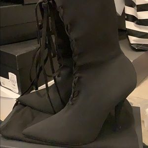 Yeezy season 5 Black knit lace up ankle boots